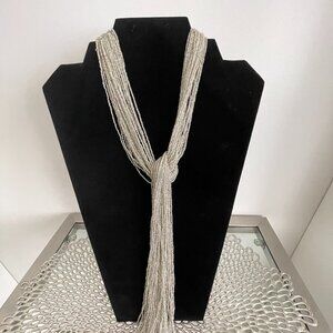 Italian Murano Silver Glass Bead Necklace
